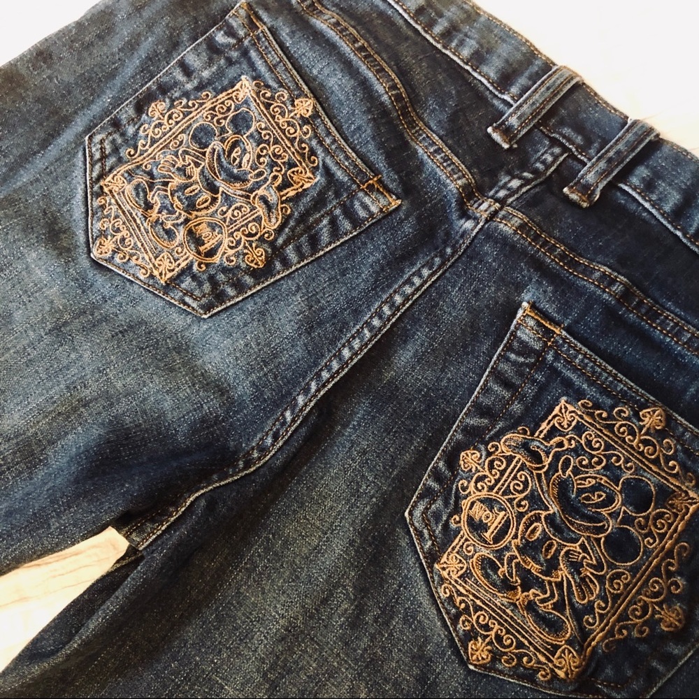 DISNEY Jeans Mickey Mouse Embroidered Pockets sz 8